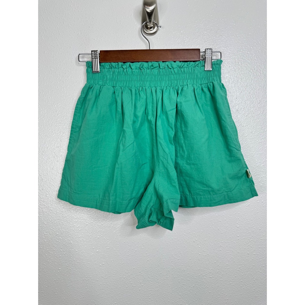 Araminta James Green Cotton Paperbag Waist Shorts XS High Rise Relaxed Summer